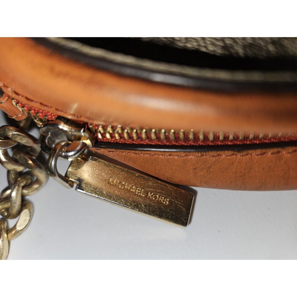 Michael Kors Ginny Small Oval Monogrammed Crossbody Bag Brown - Picture 11 of 13